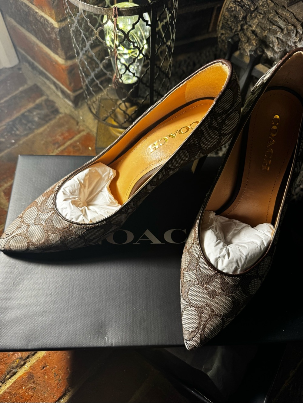 Coach Brown Signature Pointed Toe Heels - Picture 10 of 11